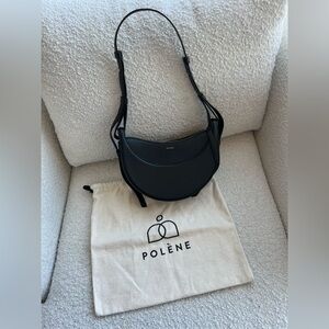 Polene numero Dix, grained leather, black